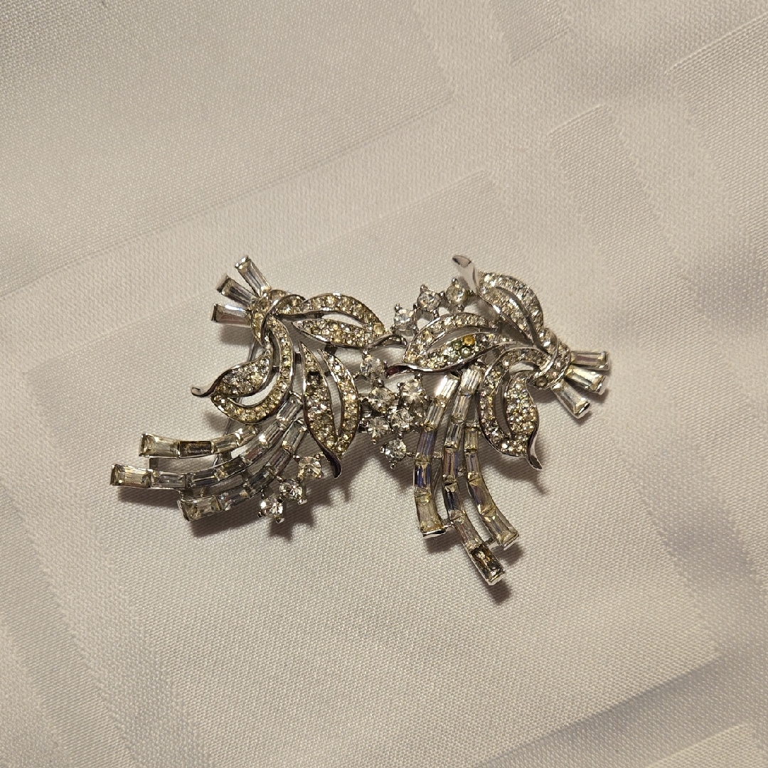 Vtg Crown Trifari Duette Duo Clip Convertible Brooch Patent Pending Rare